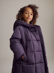Purple Regular Length Shower Resistant Fur Lined Hooded Padded Coat (3-16yrs) - Image 6 of 11