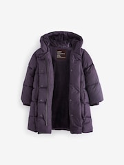 Purple Regular Length Shower Resistant Fur Lined Hooded Padded Coat (3-16yrs) - Image 9 of 11