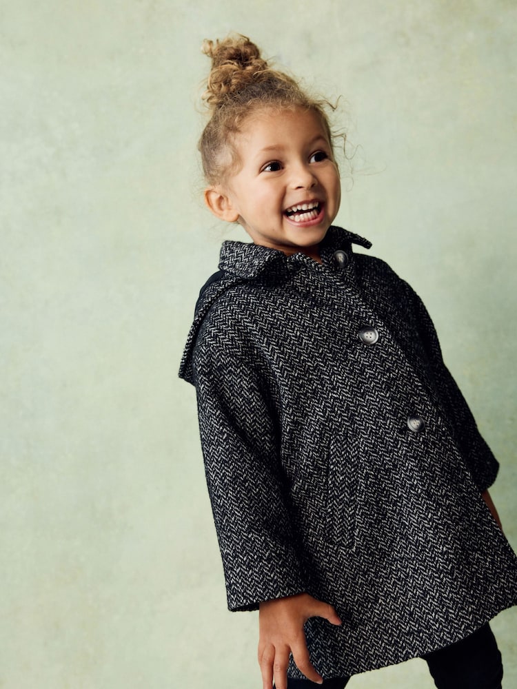 Grey Mono Relaxed Coat With Wool (3mths-7yrs) - Image 1 of 4