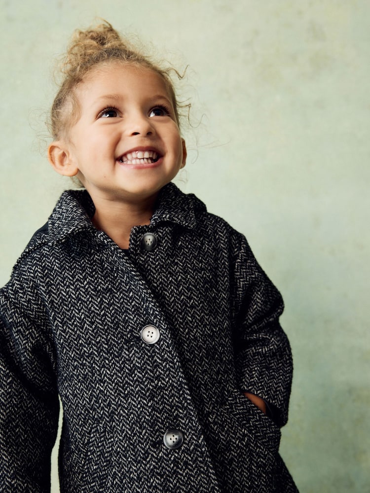 Grey Mono Relaxed Coat With Wool (3mths-7yrs) - Image 4 of 4