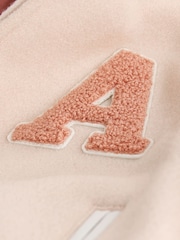 Neutral Varsity Bomber Jacket With Wool (3mths-7yrs) - Image 9 of 9