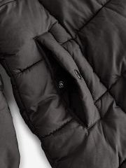 Black Shower Resistant Faux Fur Trim Double Layer Padded Coat (3-16yrs) - Image 8 of 10