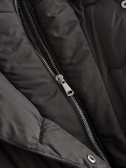 Black Shower Resistant Faux Fur Trim Double Layer Padded Coat (3-16yrs) - Image 9 of 10
