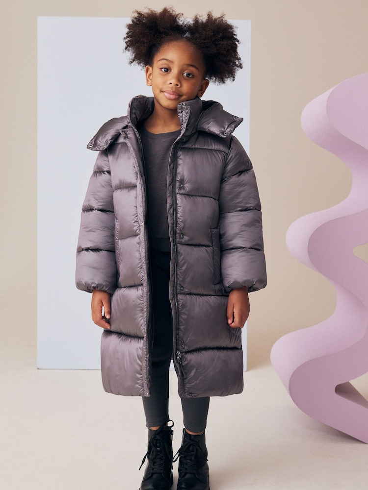 Purple Shower Resistant Two Tone Shine Padded Coat (3-16yrs) - Image 1 of 13
