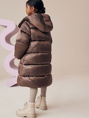 Chocolate Shower Resistant Two Tone Shine Padded Coat (3-16yrs) - Image 3 of 11