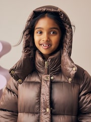 Chocolate Shower Resistant Two Tone Shine Padded Coat (3-16yrs) - Image 4 of 11