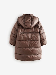 Chocolate Shower Resistant Two Tone Shine Padded Coat (3-16yrs) - Image 7 of 11