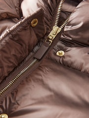 Chocolate Shower Resistant Two Tone Shine Padded Coat (3-16yrs) - Image 8 of 11