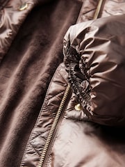 Chocolate Shower Resistant Two Tone Shine Padded Coat (3-16yrs) - Image 9 of 11