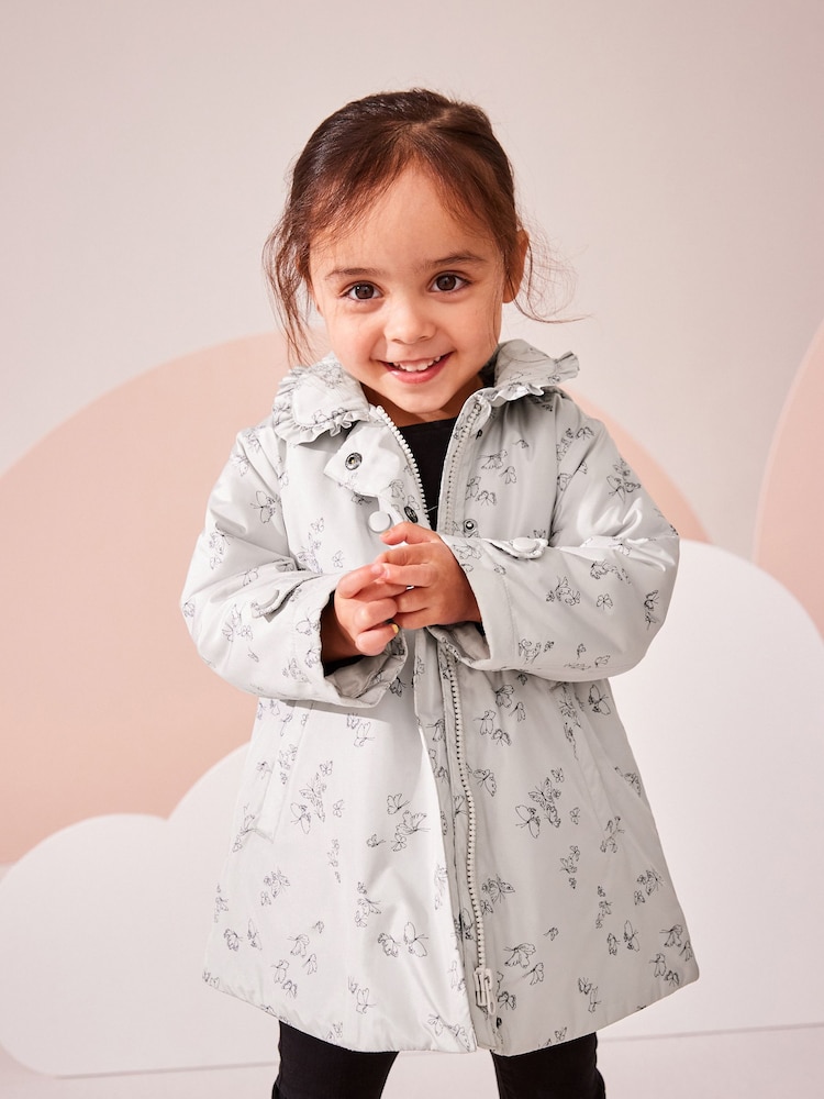 Silver Shower Resistant Frill Collar Coat (3mths-7yrs) - Image 1 of 10