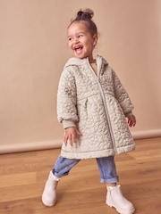Sage Green Flower Hooded Shower Resistant Lined Quilted Coat (3mths-7yrs) - Image 1 of 11