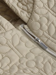 Sage Green Flower Hooded Shower Resistant Lined Quilted Coat (3mths-7yrs) - Image 10 of 11