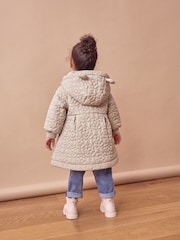 Sage Green Flower Hooded Shower Resistant Lined Quilted Coat (3mths-7yrs) - Image 4 of 11