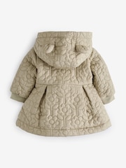 Sage Green Flower Hooded Shower Resistant Lined Quilted Coat (3mths-7yrs) - Image 9 of 11