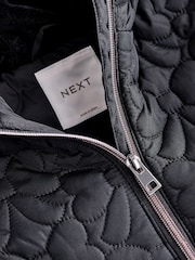 Black Bow Hooded Shower Resistant Lined Quilted Coat (3mths-7yrs) - Image 9 of 9