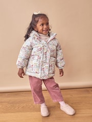 Cream Ditsy Shower Resistant Padded Coat (3mths-7yrs) - Image 1 of 11