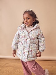 Cream Ditsy Shower Resistant Padded Coat (3mths-7yrs) - Image 2 of 11