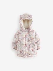 Cream Ditsy Shower Resistant Padded Coat (3mths-7yrs) - Image 6 of 11