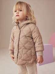 Neutral Shower Resistant Diamond Quilted Coat (3mths-7yrs) - Image 2 of 6