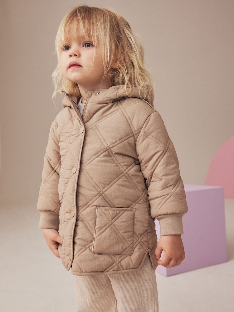 Neutral Shower Resistant Diamond Quilted Coat (3mths-7yrs) - Image 2 of 6