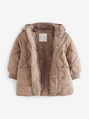Neutral Shower Resistant Diamond Quilted Coat (3mths-7yrs) - Image 4 of 6