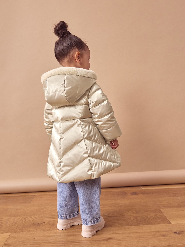 Gold Shower Resistant Bow Pocket Skirted Coat (6mths-7yrs) - Image 4 of 10