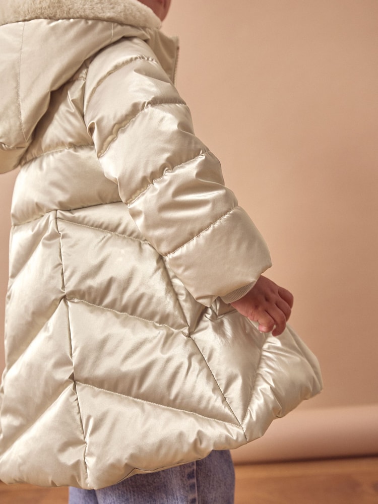 Gold Shower Resistant Bow Pocket Skirted Coat (6mths-7yrs) - Image 5 of 10