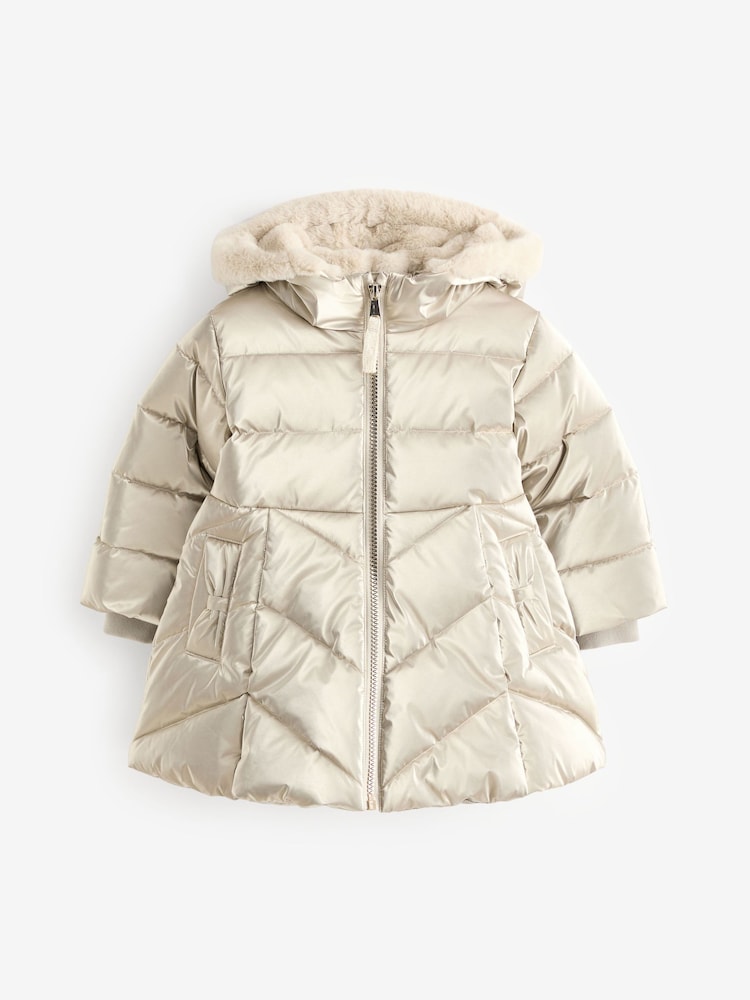 Gold Shower Resistant Bow Pocket Skirted Coat (6mths-7yrs) - Image 6 of 10