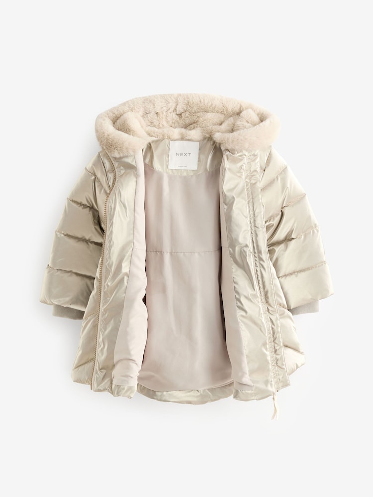 Gold Shower Resistant Bow Pocket Skirted Coat (6mths-7yrs) - Image 7 of 10