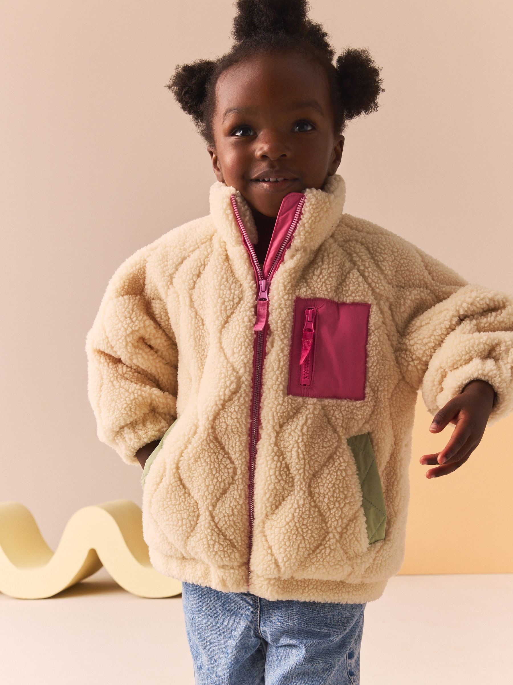Cream borg jacket best sale
