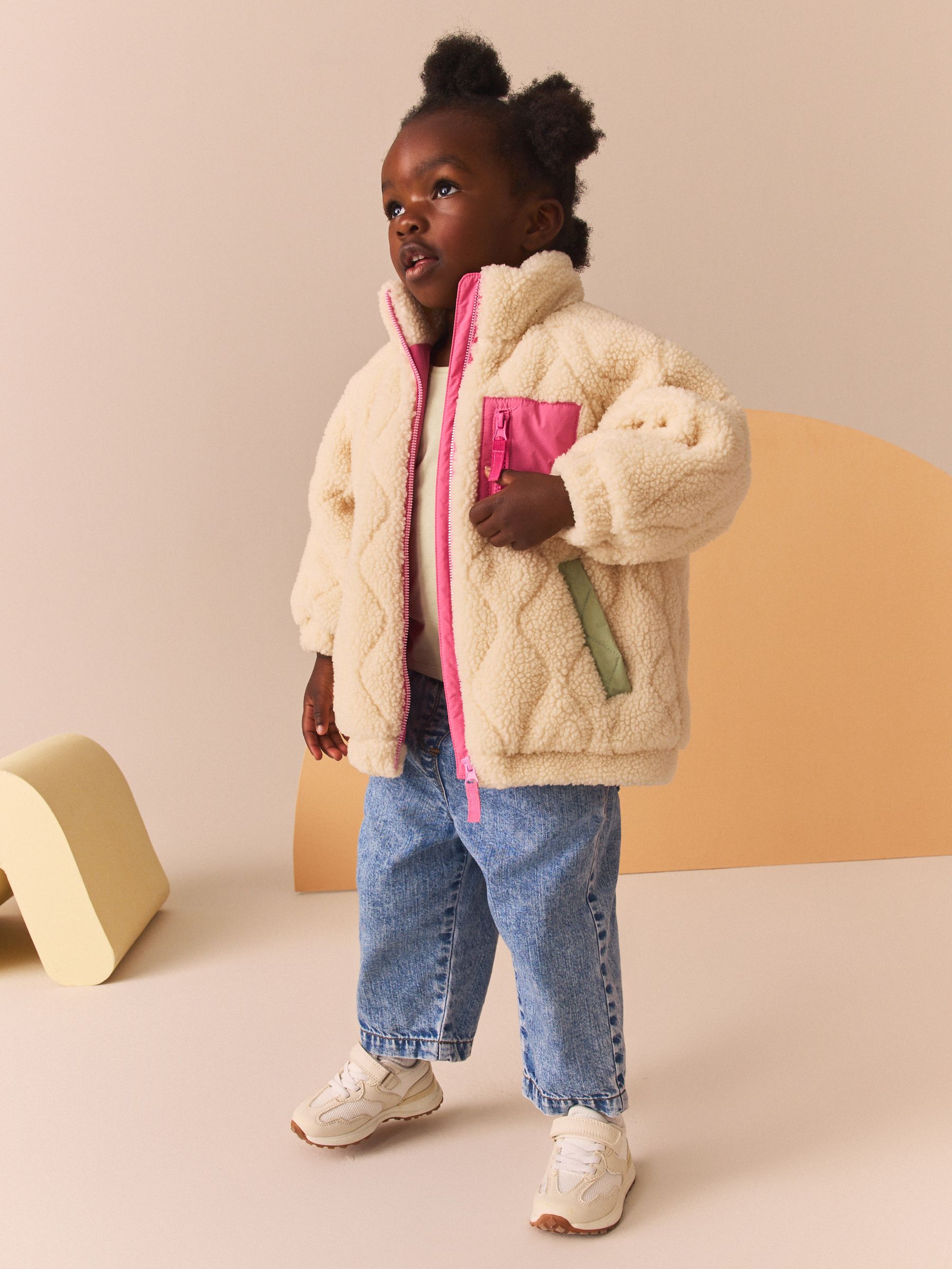 Buy Cream Borg Fleece Zip Through Coat (3mths-7yrs) from