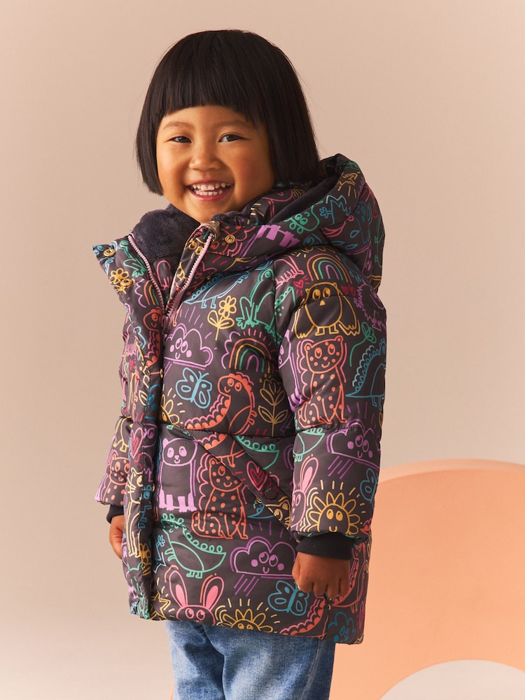 Charcoal Character Shower Resistant Padded Coat (3mths-7yrs) - Image 1 of 8