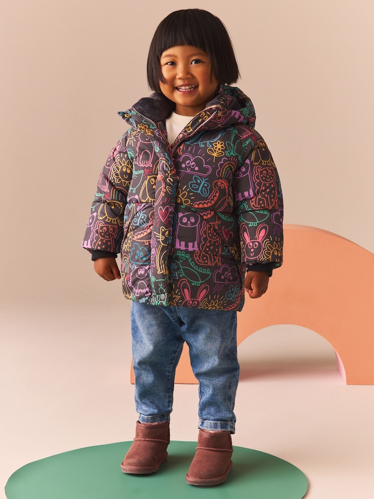 Charcoal Character Shower Resistant Padded Coat (3mths-7yrs) - Image 2 of 8