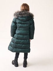 Green Shower Resistant Faux Fur Trim Double Layer Padded Coat (3-16yrs) - Image 3 of 11