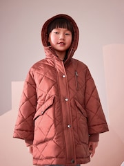 Rust Shower Resistant Oversized Quilted Coat (3-16yrs) - Image 2 of 10