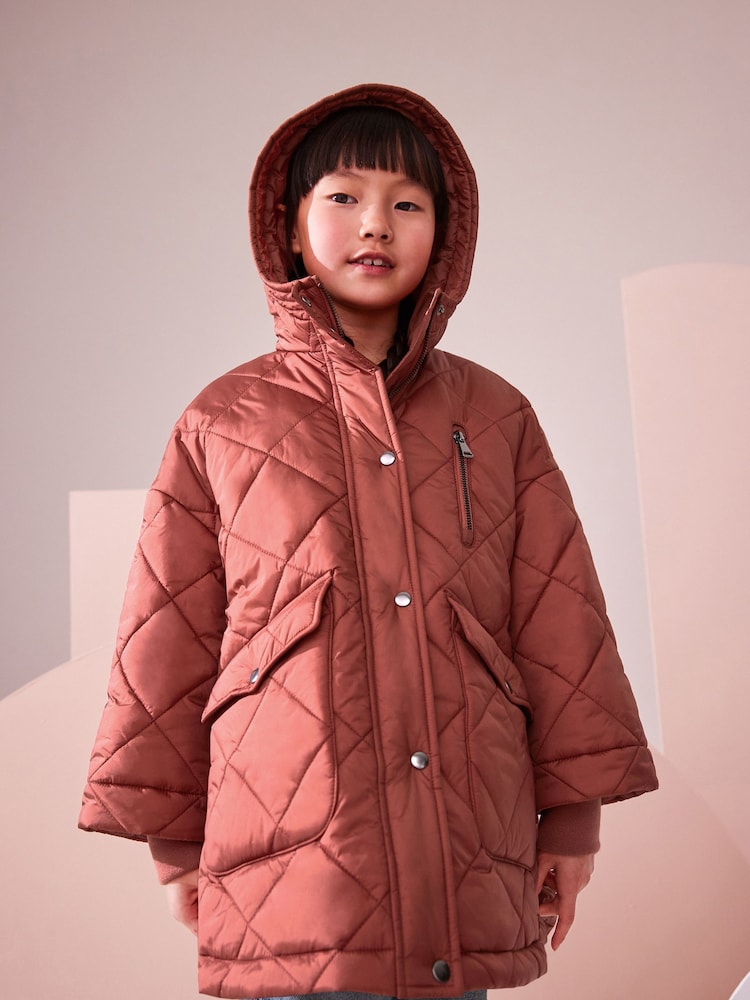 Rust Shower Resistant Oversized Quilted Coat (3-16yrs) - Image 2 of 10