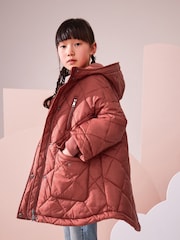 Rust Shower Resistant Oversized Quilted Coat (3-16yrs) - Image 9 of 10