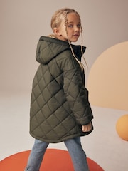 Khaki Green Shower Resistant Oversized Quilted Coat (3-16yrs) - Image 4 of 11