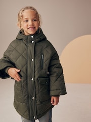 Khaki Green Shower Resistant Oversized Quilted Coat (3-16yrs) - Image 5 of 11