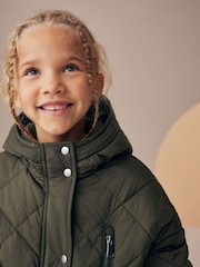 Khaki Green Shower Resistant Oversized Quilted Coat (3-16yrs) - Image 6 of 11