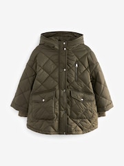 Khaki Green Shower Resistant Oversized Quilted Coat (3-16yrs) - Image 7 of 11