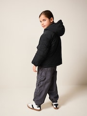 Black Shower Resistant Rouched Sleeve Coat (6-14yrs) - Image 3 of 10