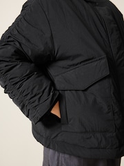 Black Shower Resistant Rouched Sleeve Coat (6-14yrs) - Image 5 of 10
