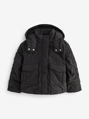 Black Shower Resistant Rouched Sleeve Coat (6-14yrs) - Image 6 of 10