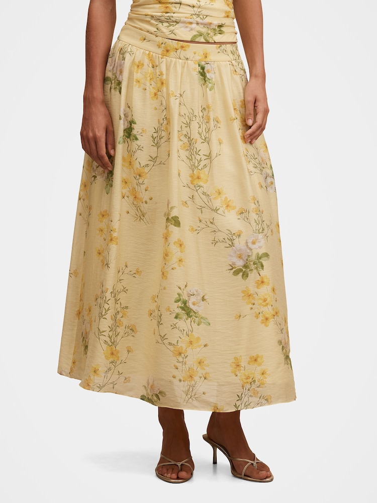 Forever New Yellow Palmer Pleated Skirt Contains Linen - Image 1 of 5 Forever New Yellow Palmer Pleated Skirt Contains Linen - Image 1 of 5