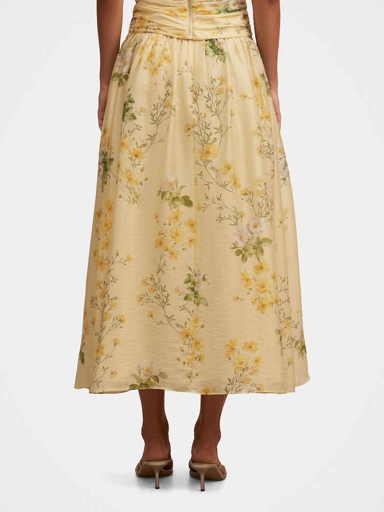 Forever New Yellow Palmer Pleated Skirt Contains Linen - Image 2 of 5 Forever New Yellow Palmer Pleated Skirt Contains Linen - Image 2 of 5