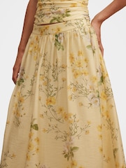 Forever New Yellow Palmer Pleated Skirt Contains Linen - Image 3 of 5