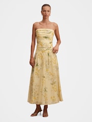Forever New Yellow Palmer Pleated Skirt Contains Linen - Image 5 of 5