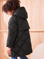 Black Shower Resistant Diamond Quilted Coat (3-16yrs) - Image 3 of 10