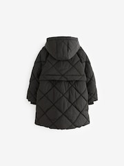 Black Shower Resistant Diamond Quilted Coat (3-16yrs) - Image 7 of 10